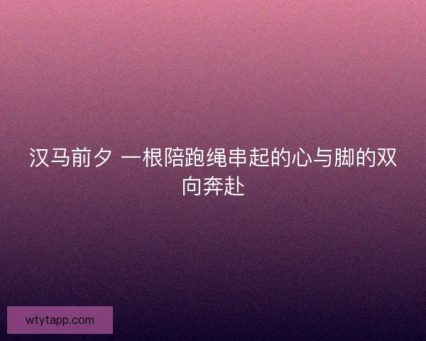 汉马前夕 一根陪跑绳串起的心与脚的双向奔赴