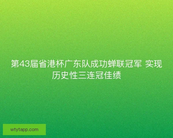 第43届省港杯广东队成功蝉联冠军 实现历史性三连冠佳绩